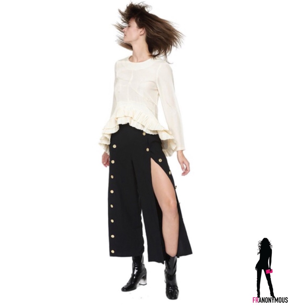 Style Mafia Black Flare Pants with Gold Buttons - Picture 3 of 4